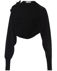 Alberta Ferretti - Cropped Sweater With Ruffled Detail - Lyst