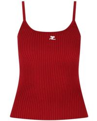 Courreges - Ribbed Tank Top With Logo Patch - Lyst