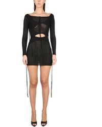 ANDREADAMO - Textured Ribbed Mini Dress With Boat Neckline - Lyst