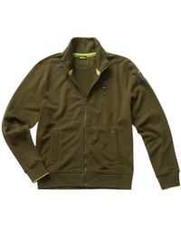 Blauer - High Collar Zip Sweatshirt With Herringbone Detail - Lyst