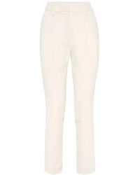 Brunello Cucinelli - Tailored High-Waist Pants With Subtle Pleats - Lyst