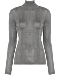 Carven - Silk Turtleneck Sweater With Ribbed Hem - Lyst