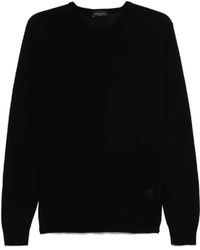 Roberto Collina - Long-Sleeved Crew Neck Sweater With Design - Lyst