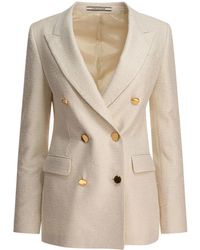 Tagliatore - Tailored Double-Breasted Jacket With Textured Fabr - Lyst