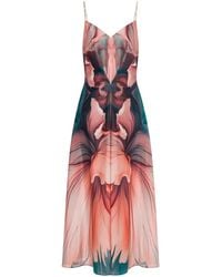 Alberta Ferretti - Refined Flowing Dress With Draping - Lyst