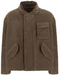Giorgio Armani - Cotton And Linen Jacket With Classic Shirt Collar - Lyst