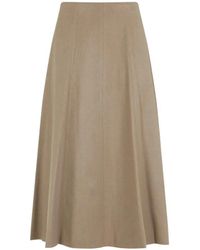 Max Mara - Camel Wool Midi Skirt With Full Silhouette - Lyst