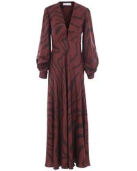 Raquel Diniz - Silk Midi Dress With Deep V-Neckline - Lyst