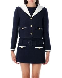 Self-Portrait - Boucle Contrast Collar' Blazer - Lyst