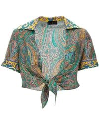 Etro - Cropped Silk Shirt With Paisley Print - Lyst