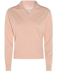 Maison Margiela - Light Wool Polo Shirt With Open Collar And Ri - Lyst