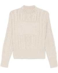 Max Mara - Textured Cable Knit Sweater With High Neckline And - Lyst