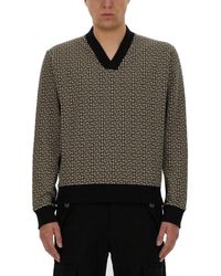 Balmain - Geometric Monogram Jersey With Deep V-Neckline - Lyst