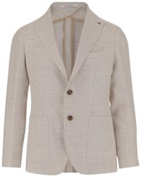 Tagliatore - Linen Blend Single-Breasted Jacket With Houndstoot - Lyst