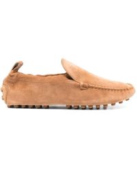 Tod's - Camel Slip-On Suede Flats With Rubber Studded Sole - Lyst
