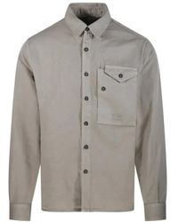 C.P. Company - Button-Up Logo Shirt With Structured Collar - Lyst