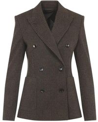 Max Mara - Tailored Double-Breasted Checkered Jacket - Lyst