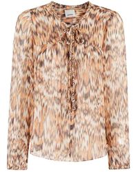 Isabel Marant - Oversized Silk Voile Blouse With Braided Tie Detai - Lyst