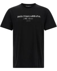 Dolce & Gabbana - Graphic Cotton Crew Neck T-Shirt - Lyst