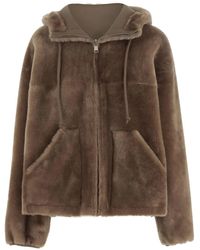 Blancha - Reversible Shearling Jacket With Drawstring Hood - Lyst