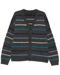 Paul Smith - Button-Up V-Neck Cardigan With Horizontal Stripes - Lyst
