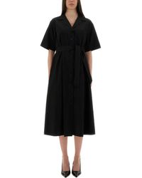 Aspesi - Button-Down Midi Dress With Belted Waist - Lyst
