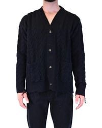 Laneus - Cable Knit Cardigan With V-Neckline - Lyst