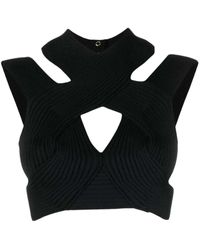 Balmain - Cut-Out Ribbed Cropped Top - Lyst