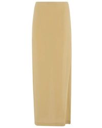 Alysi - Silk Midi Skirt With Back Zipper And Front Slit - Lyst