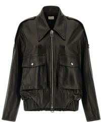 KHAITE - Plongé Leather Blouson Jacket With Silky Cupro Li - Lyst