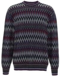 Missoni - Zigzag Pattern Wool Sweater With Crew Neck - Lyst