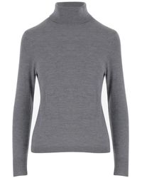 Allude - High Neck Merino Wool Sweater With Contrasting Edg - Lyst