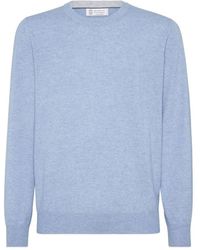 Brunello Cucinelli - Classic Crew-Neck Sweater With Ribbed Cuffs - Lyst