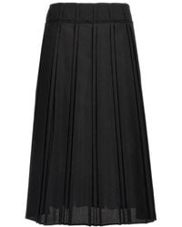 Jil Sander - Midi Wool Canvas Skirt With Pleated Design - Lyst