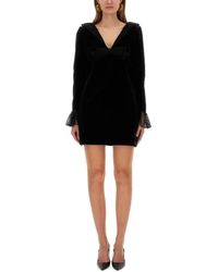 Nina Ricci - Cotton Mini Dress With Bow And Ruffled Cuffs - Lyst