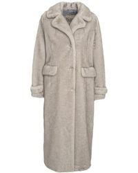 Herno - Long Faux Fur Coat With Classic Collar And Button - Lyst