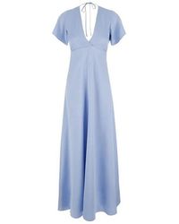 Plain - Long Light Dress With Bow - Lyst