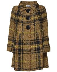Charlott - Textured Plaid Mid-Length Jacket With Structured C - Lyst