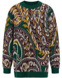 Etro - Patterned Jacquard Wool Sweater With Dropped Shoul - Lyst
