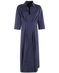 Seventy - Stretch Poplin Midi Dress With Kimono Sleeves - Lyst