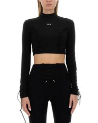 Off-White c/o Virgil Abloh - Cropped Slim-Fit Top With Lace-Up Detailing - Lyst