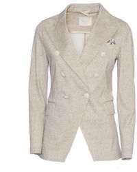 Circolo 1901 - Stone Double-Breasted Blazer With Sailor-Style But - Lyst