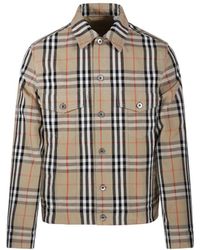 Burberry - Tailored Cotton Jacket With Classic Plaid Pattern - Lyst