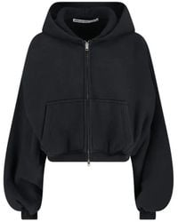 Alexander Wang - Cropped Zip Hoodie With Balloon Sleeves - Lyst