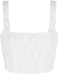FEDERICA TOSI - Cropped Top With All-Over Leaf Embroidery - Lyst
