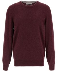 Brunello Cucinelli - Contrast-Detailed Cashmere Sweater With Crew Neck - Lyst