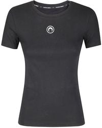 Marine Serre - Moon Logo Ribbed Jersey Baby Fit T-Shirt - Lyst