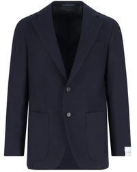 Emanuela Caruso - Tailored Herringbone Jacket With Notched Lapel - Lyst