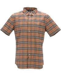 Burberry - Short-Sleeved Checked Shirt With Classic Collar An - Lyst