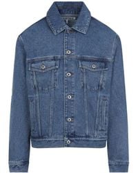 Loewe - Calfskin-Blend Denim Jacket With Embroidered Detai - Lyst
